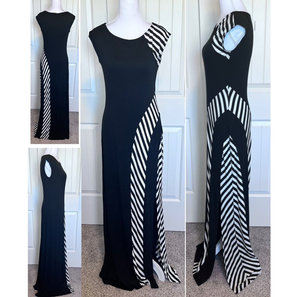 NWT S-Twelve Black and White Geometric Maxi Dress Size Small